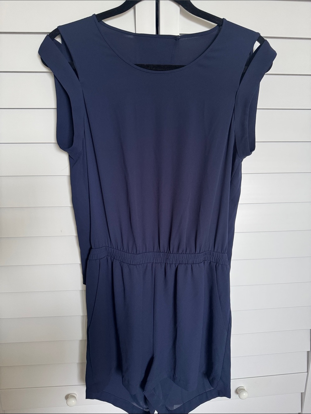 BCBGMaxAzria Navy Blue Sleeveless Romper